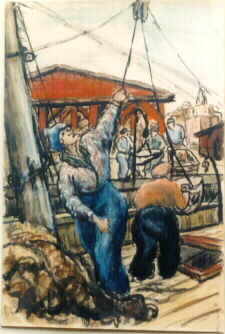 Joe Cauchi: fisherman watercolor (c) 2001