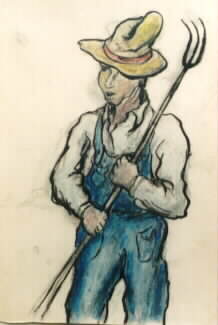 Joe Cauchi: farmer watercolor (c) 2001